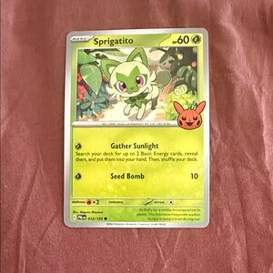 Sprigatito Pokémon Card with Green Design
